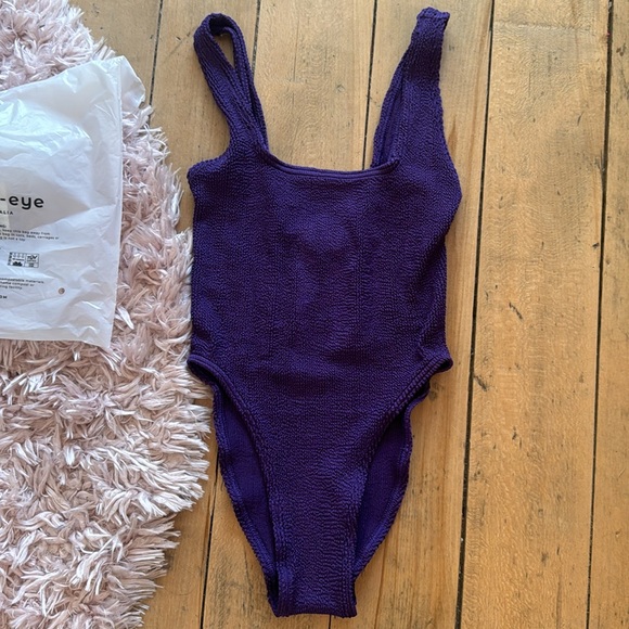 Bound By Bond Eye Swimwear Madison One Piece Purple Dahlia Shimmer NEW Crinkle - Picture 4 of 6